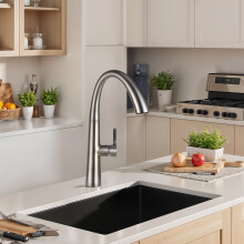 G1/2 Pull-out Sprayer Retractable Kitchen Faucet with 2 Modes, Silver