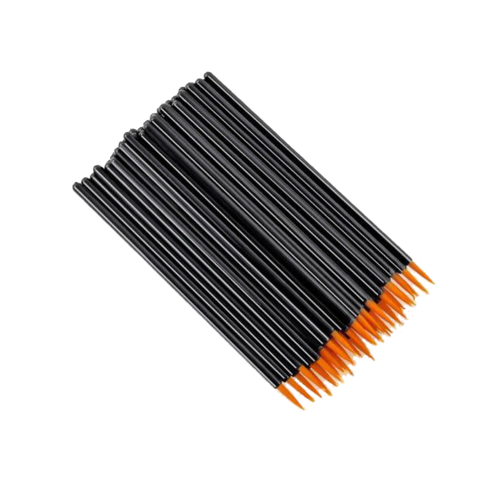 Torribaly Yellow 100Pcs Beauty Makeup Eyeliner Brushes With Cap Make Up Brush Disposable