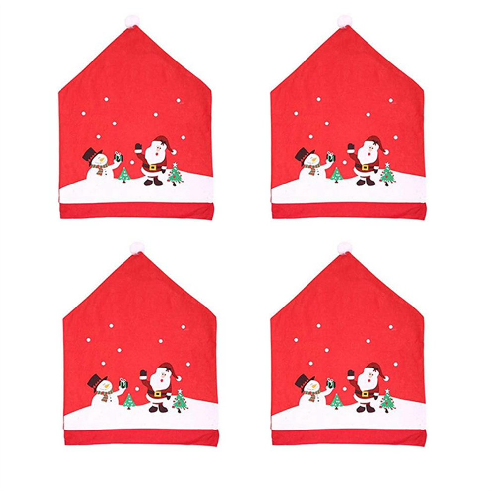 Lot de 4 housses de chaise de Noël, Père Noël et housses de dossier de Noël, housses de salle à manger