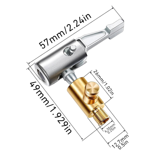 2-teiliger Lock-on-Reifenfüller mit Luftfutter, Metallverriegelung mit Ablassventil, 8 mm Standardventilgewinde 1