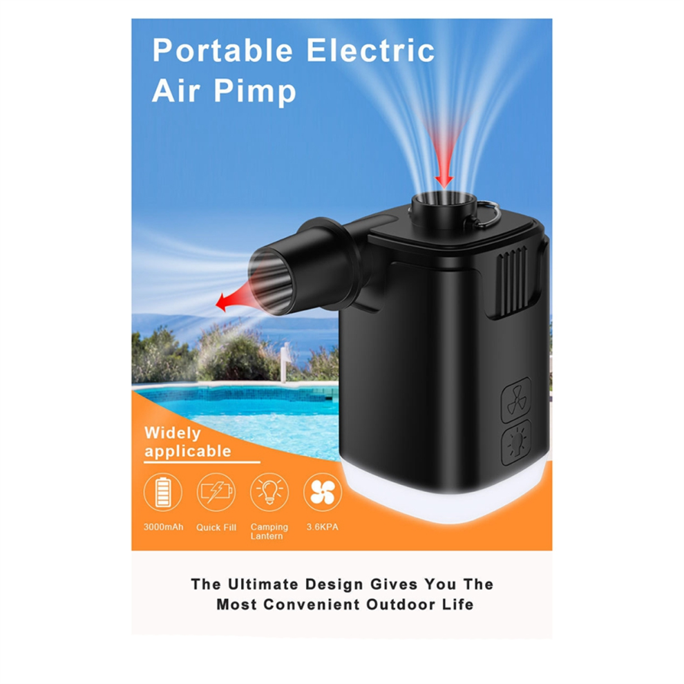 Tragbare Mini-Luftpumpe FüR Aufblasartikel: Eingebauter, Wiederaufladbarer 4000-Mah-Akku, 2 Aufblasmodi: StäRker/Normal-image