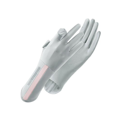 Luvas de proteção UV para dirigir, dedos inteiros, sol, cinza claro 2