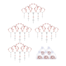 Taufe Gefälligkeiten für Mädchen umfassen 25 Pcs Rosa Rosenkranz Baby Mini Organza Taschen Geschenke
