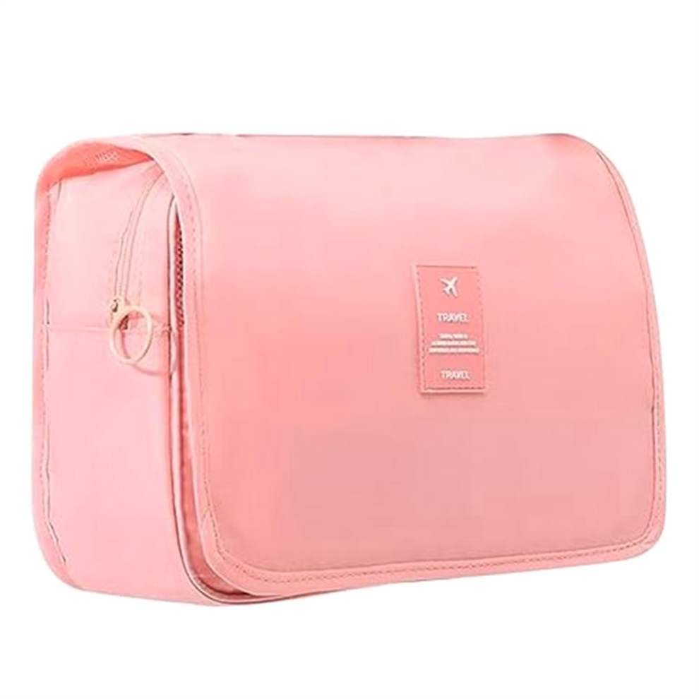 Torribaly Pink Hanging Toiletry Bag, Waterproof Large Capacity Travel Size Toiletries, Makeup Organizer Bag