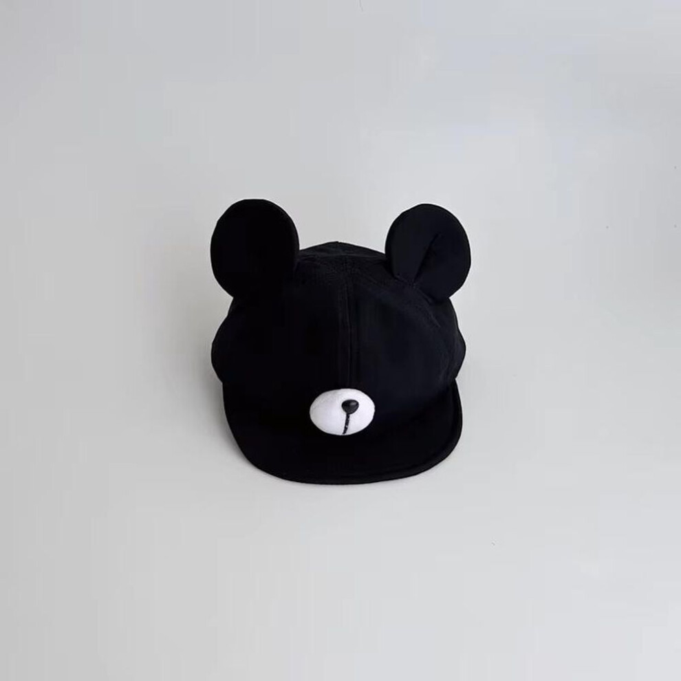 (black) Cute Cartoon Ears Baby Baseball Cap Soft Eaves Infant Toddler Peaked Hat Korean Solid Color Adjustable Kids Sun Hats
