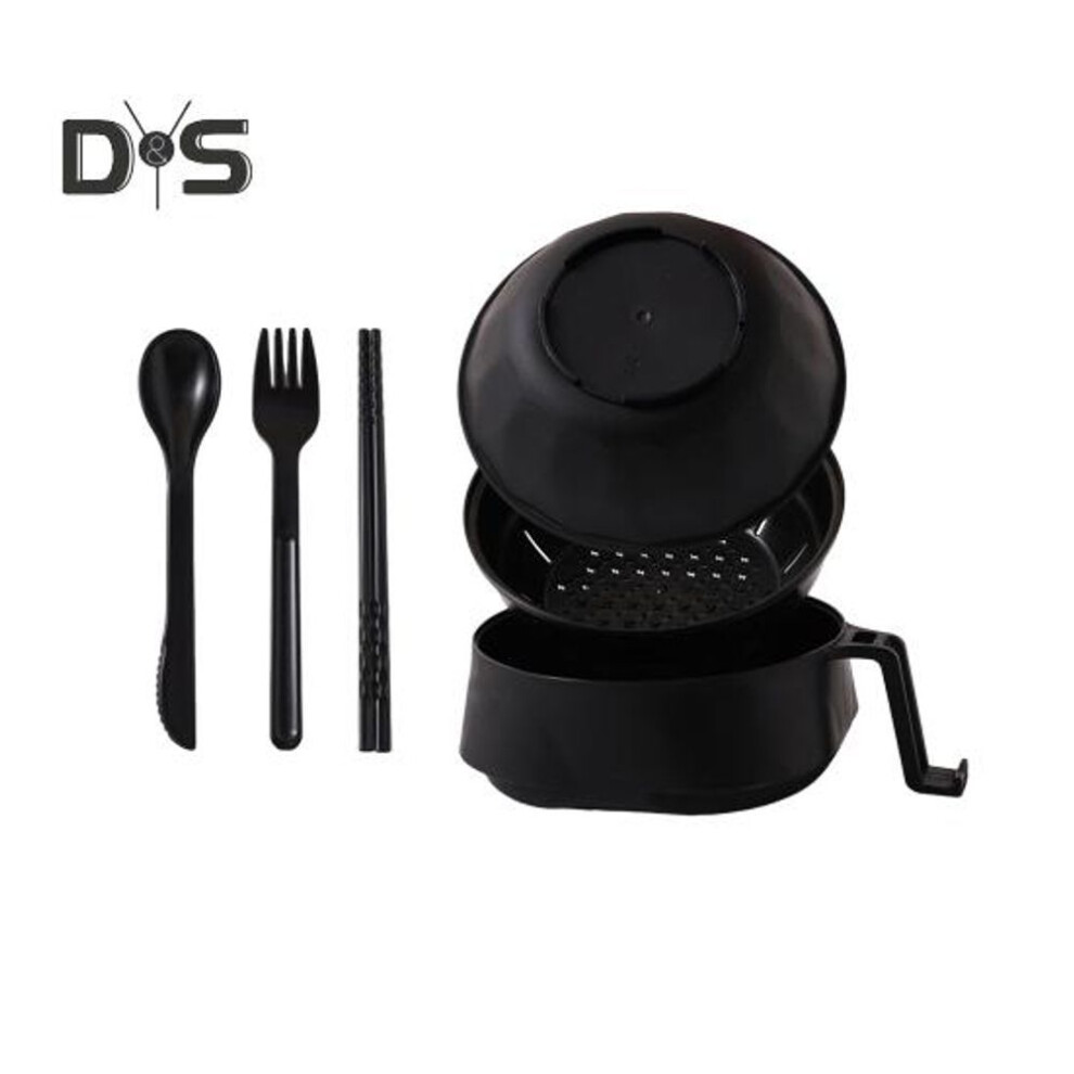 (black) Microwave Ramen Bowl Set With Strainer Noodle Bowls For Soup Cereal Salad Large Capacity Soup Bowl College Dorm Room Essentials