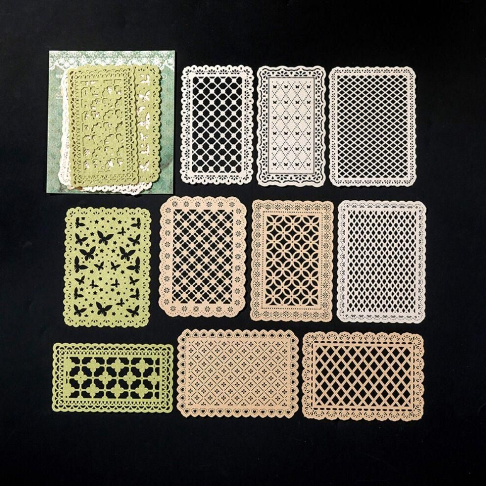 (D) 10pcs/pack Hollow Out Hand Lace Lace Paper Scrapbooking Material Paper Collage Paper