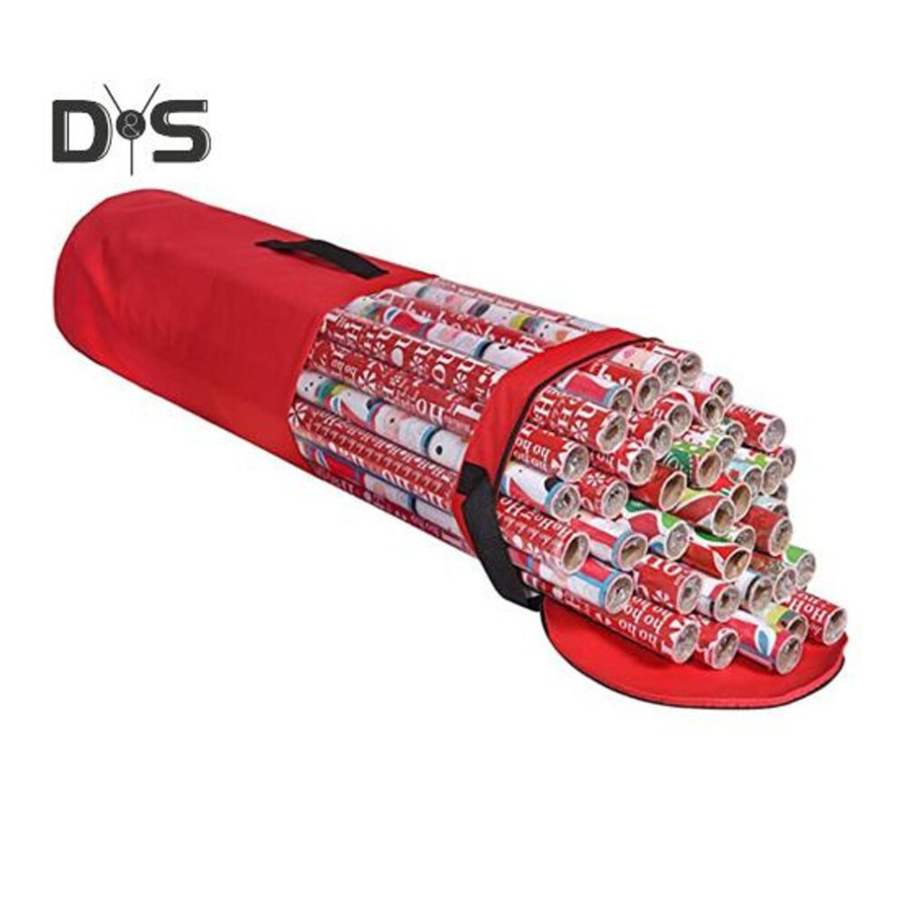 (red) Gift Wrapping Paper Storage Bag Organizer with Handle Zipper Closure Large Capacity Waterproof Portable Wrapping Paper Holder