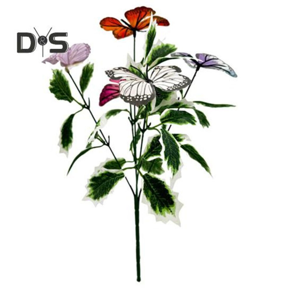 (as the picture, A) Artificial Berry Branch Faux Green Leaf Branch with Butterflies Realistic Simulated Greenery Branch for Home Table Decor Christmas Valentine's Day