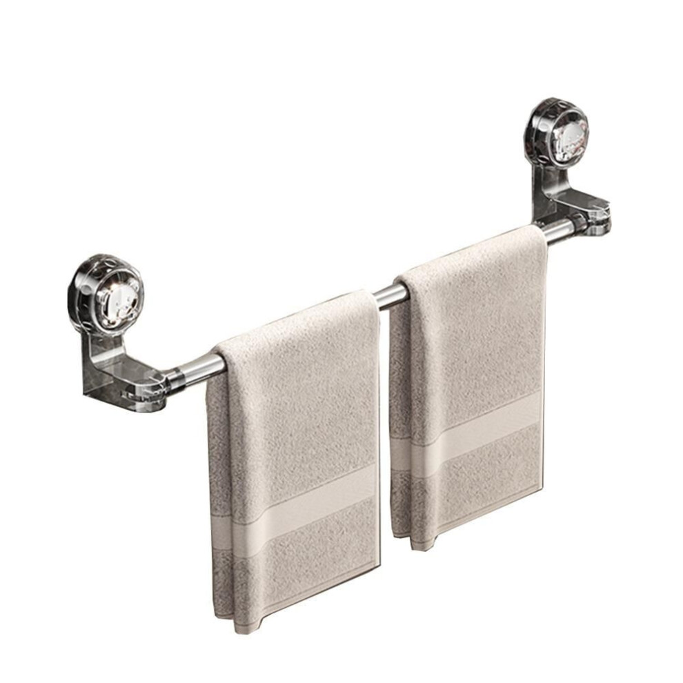 (Black 30-60cm) Wall Mounted Single Towel Rail  Rod Non-punching Bath Towel Holder Transparent Shoe Rack  Shower