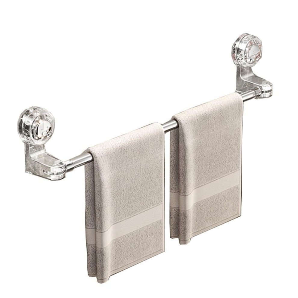 (Clear 50-100cm) Wall Mounted Single Towel Rail  Rod Non-punching Bath Towel Holder Transparent Shoe Rack  Shower