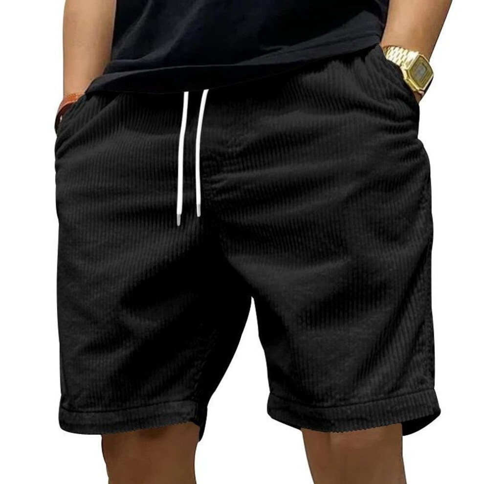 (black, XXXL) New men's casual shorts versatile thin section corduroy shorts men's summer five trousers