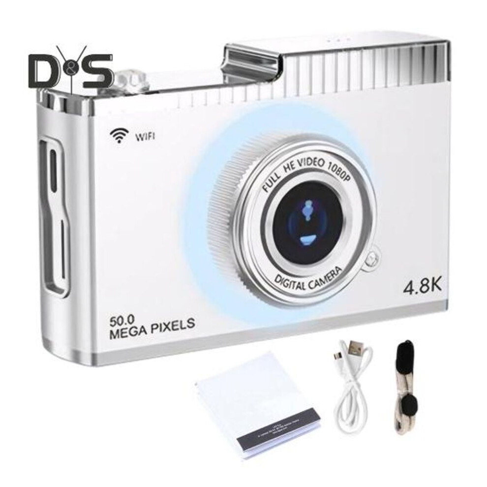 (white) Digital Camera With Dual Lenses Ips Display Autofocus Zoom Anti-shake Rechargeable Wireless Sharing Wi-fi Selfie Camera