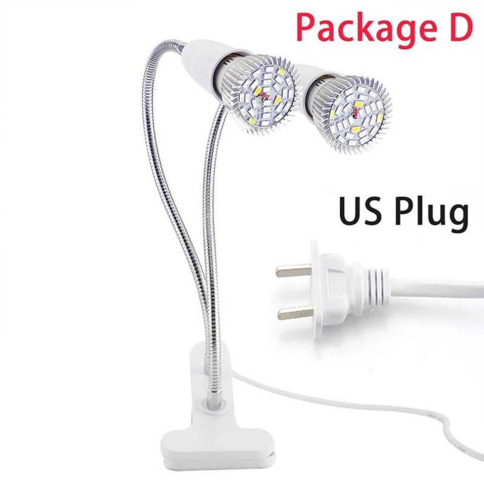 (Package D US plug) 28 LED Bulb Full spectrum Plant Grow Light lamp Dual Head plants flowers growing lights Indoor Hydroponic greenhouse grow tent