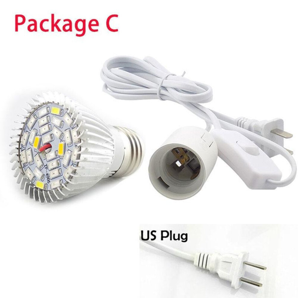 (Package C US plug) 28 LED Bulb Full spectrum Plant Grow Light lamp Dual Head plants flowers growing lights Indoor Hydroponic greenhouse grow tent