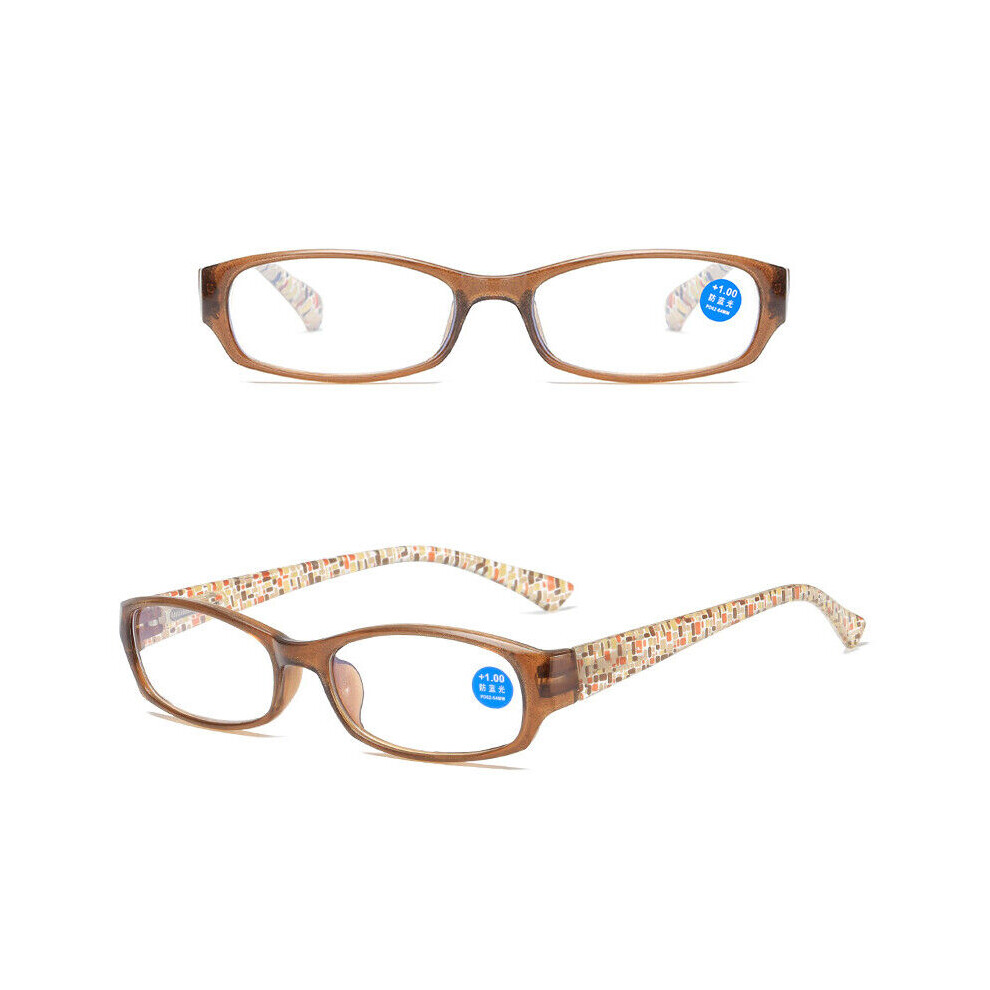 Brown/Blue/Light (+2.50, ) Womens Reading Glasses Blocking Spring Hinge Readers