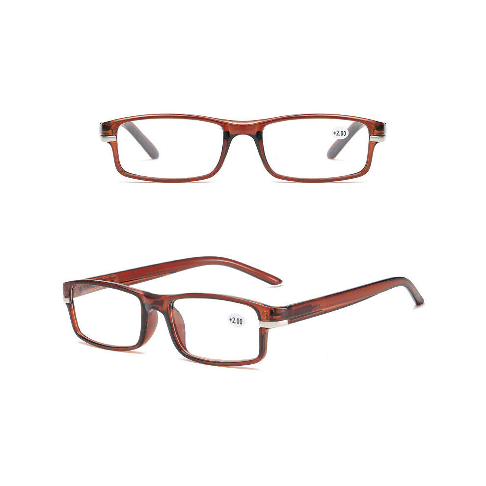(+1.00, Brown) Womens Mens Reading Glasses Blue Light Blocking Spring Hinge Readers