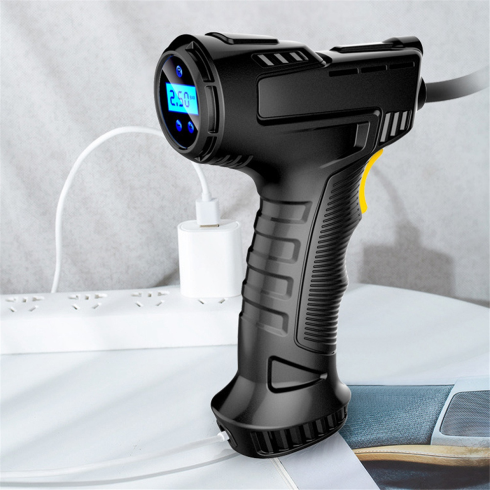 Compresor De Aire PortáTil De 120 W, Bomba Inflable InaláMbrica, Inflador De NeumáTicos Digital PortáTil Para Coche, Bicicleta Y Balones.-image