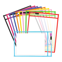 10 fundas de borrado en seco extra grandes y reutilizables para billetes y material docente.