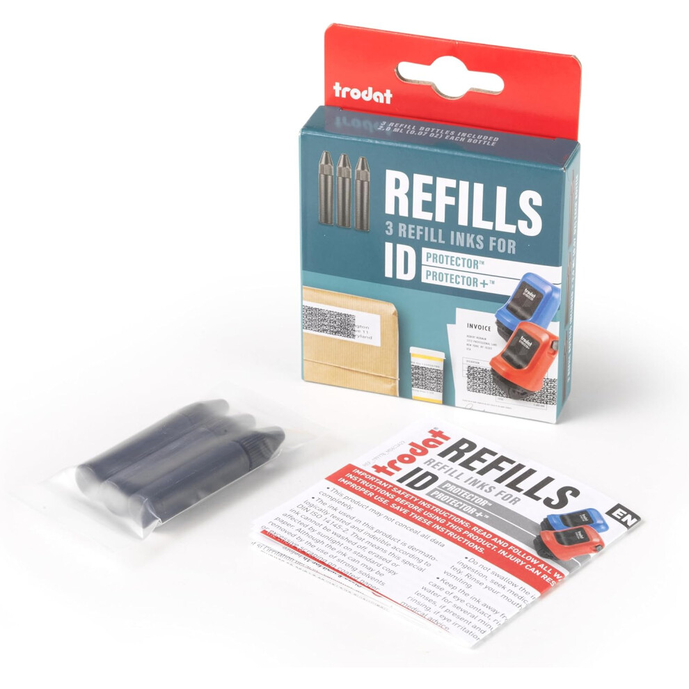 Trodat Identity Theft Protection Roller Stamp Refill Inks 3 Pack