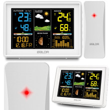 Draadloos weerstation - BALDR - Kleuren scherm - 12-24 uur voorspellingen - Binnen- en buitentemperatuur