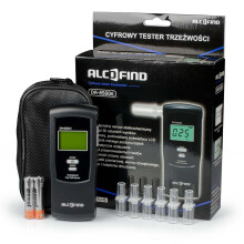 AlcoFind DA-8500E Elektrochemischer Alkoholtester + 100 Mundstücke gratis: präzise, kalibrierbar, Speicher 50 Messungen
