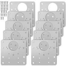 10Pcs Hinges Repair Plate with Screws,Stainless Steel Hinge Repair Plate Kit,Kitchen Cabinet Cupboard Door Hinge Repair Brackets for Furniture, 9*9cm