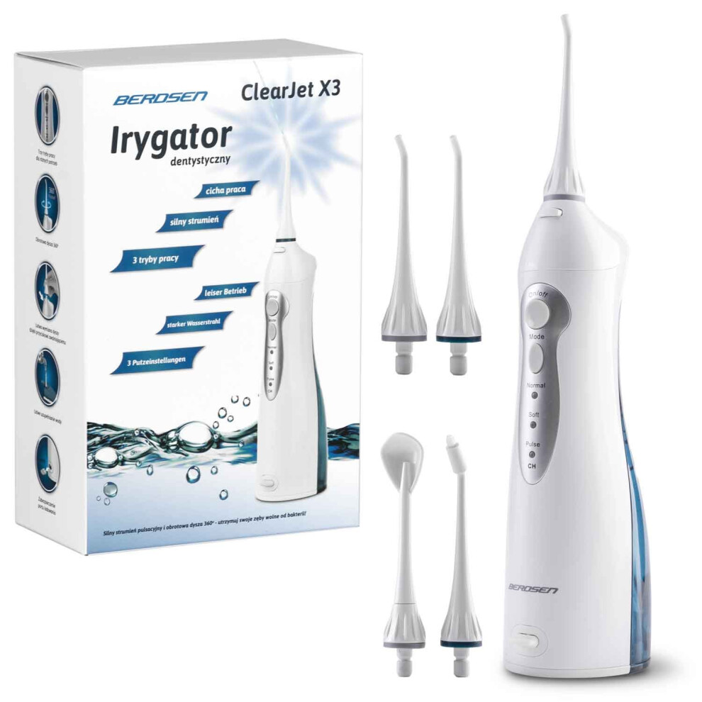 Irrigatore Orale Portatile Berdsen Clearjet X3 Cura Dentale 4 Ugelli 150 Ml Serbatoio Acqua Pulizia Dentale Sistema Di Cura Dentale Irrigatore Igiene Orale-image