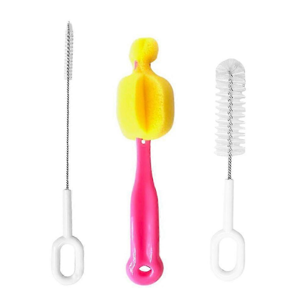(As show, One size) 3 Pcs Baby Bottle Brush Bottle And Straw Brush Cleaning Set With A Teat