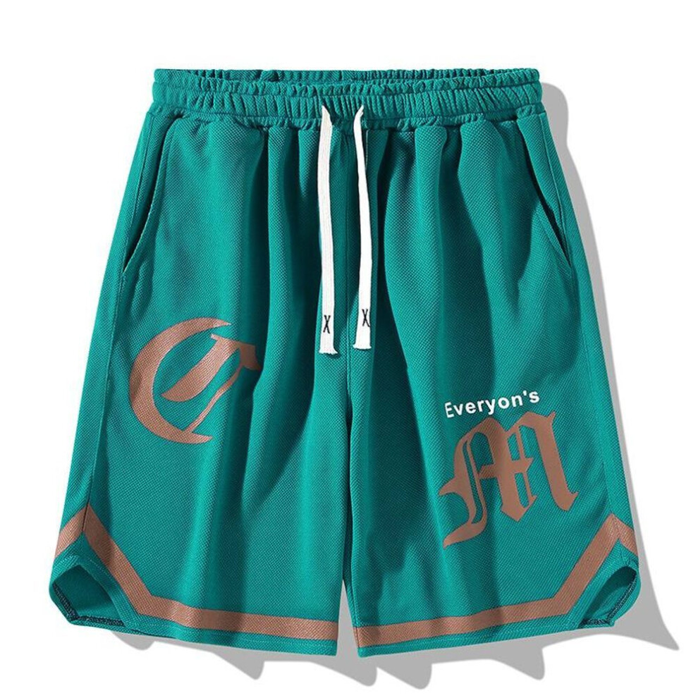 (green, 6XL) Summer Running Shorts Men Casual Jogging Sport Short Pants Patchwork Print Drawstring Loose Dry Gym Sports Shorts