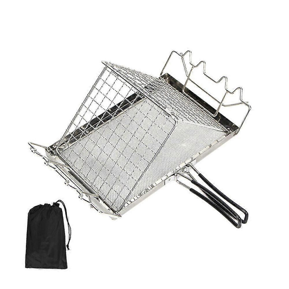 (As Show, One Size) Portable Stovetop Grill Net Mini Foldable Furnace Grill Rack 6909775937259