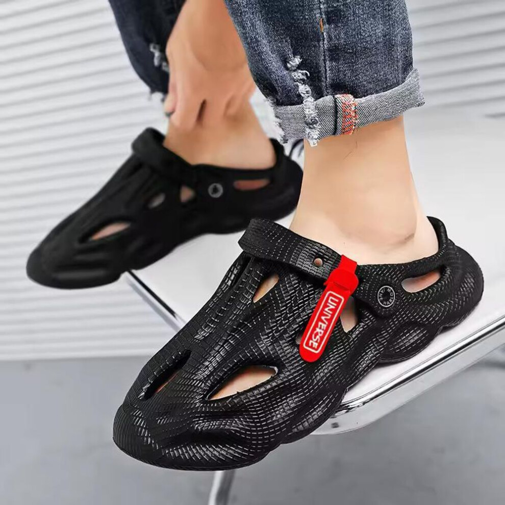 (black, 43) Summer Men Slippers Comfortable Platform Outdoor Sandals Beach Slippers Flip Flops Male Indoor Home Slides Bathroom Shoes