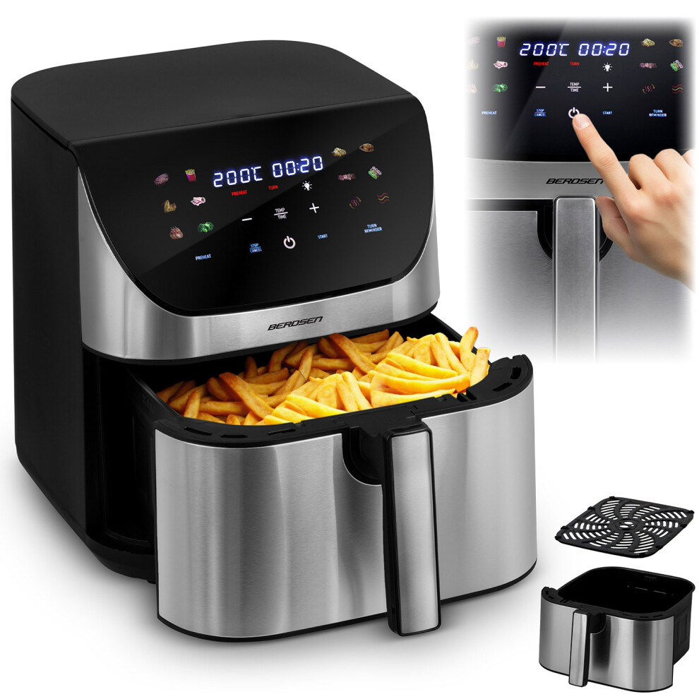 Berdsen Friggitrice Ad Aria Calda Xxl 8L – Airfryer Con Touch Screen – 1700 W – 12 Programmi – Sana Senza Grasso-image