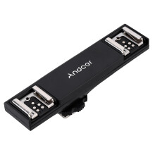 (As show, One size) Andoer Dual Hot Shoe Flash Speedlite Light Bracket Splitter for Canon 7DII 70D 5DR 5DRS 5DIII 6D DS