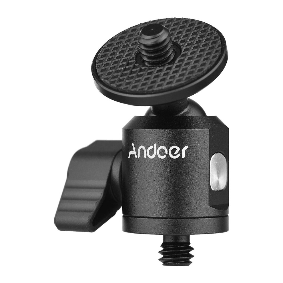 (As Show, One Size) Andoer Mini Ballhead Adapter Camera Tripod Ball Head Mount Alumnum Alloy 1/4 Inch Screw Connector To Light 6909775532324