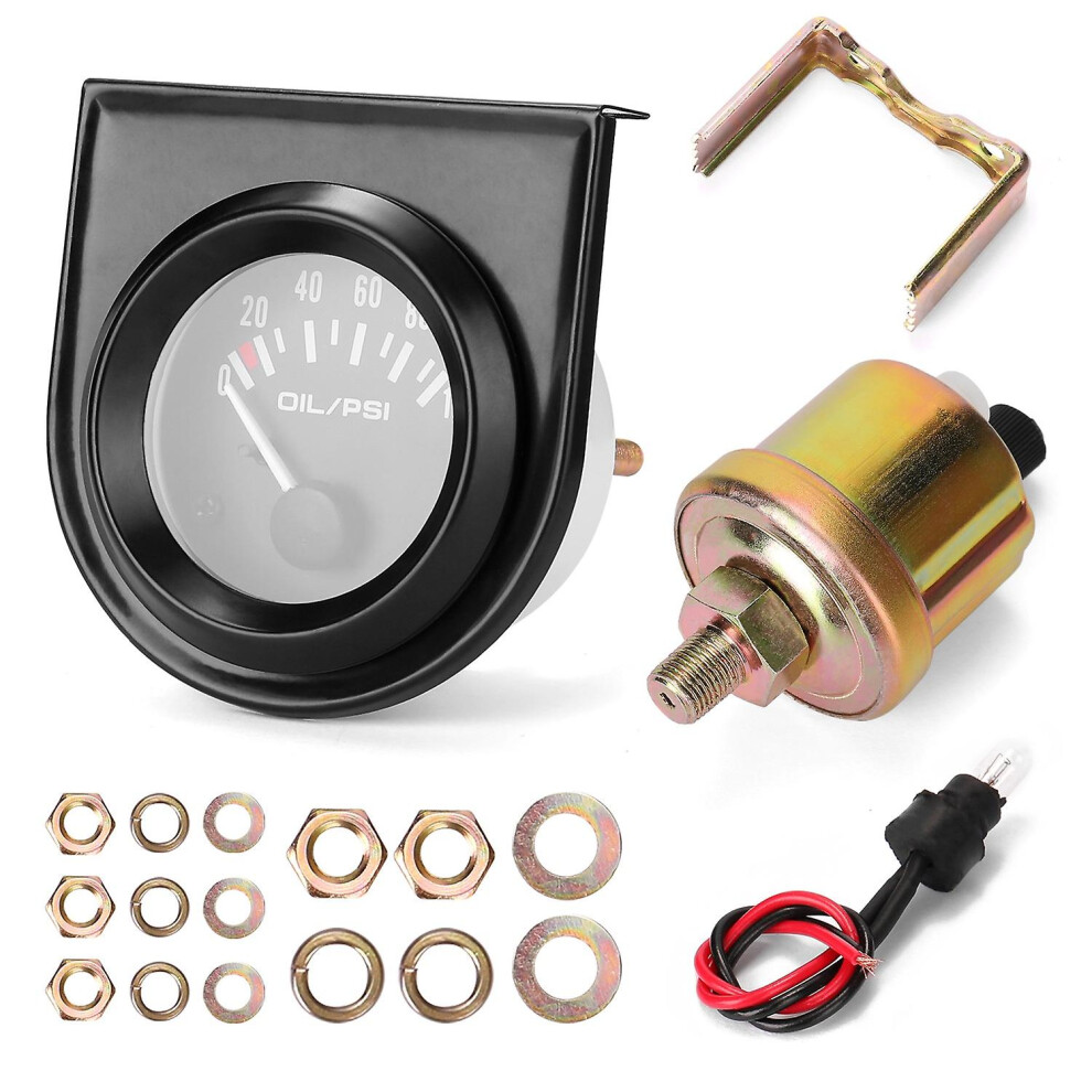 (As Show, One Size) Automobile Oil Pressure Gauge Refitting 52Mm Automobile Oil Pressure Instrument 0~100Psi Oil Pressur 6909775545218