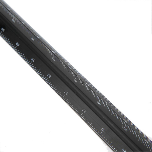 (As show, One size) Triangular Metal Scale Ruler Aluminum Alloy Engineers Drawing Design Tool Hardware 30cm 1