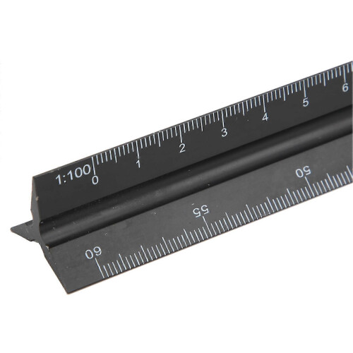 (As show, One size) Triangular Metal Scale Ruler Aluminum Alloy Engineers Drawing Design Tool Hardware 30cm 2