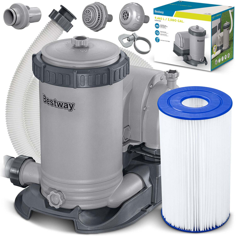Bestway Pompe De Filtration à Cartouche Pour Piscine Hors Sol 9 463 L - 42 Cm X 30 Cm X 37 Cm - Gris-image