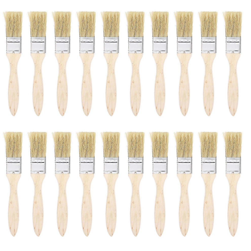 (As Show, One Size) 20Pcs Paint Brush Artificial Fur Flat Wood Handle Brush Kit For Grilling Or Cleaning 25Mm 6909775982907
