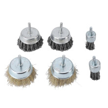 (As show, One size) 6 Pcs Drill Wire Brush Multi Functional Wire Cup Brush Set for Metal Polishing Rust Burr Paint Removal