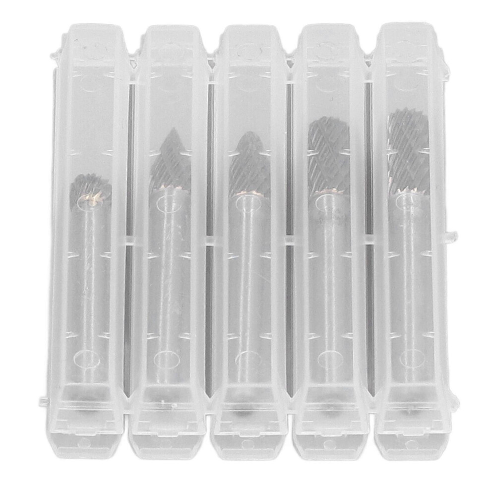 (As Show, One Size) 5Pcs Rotary File Bit 2 Pattern Woodworking Grinding Head Drill Set Tungsten Steel Carbide 6X8mm 6909775984352