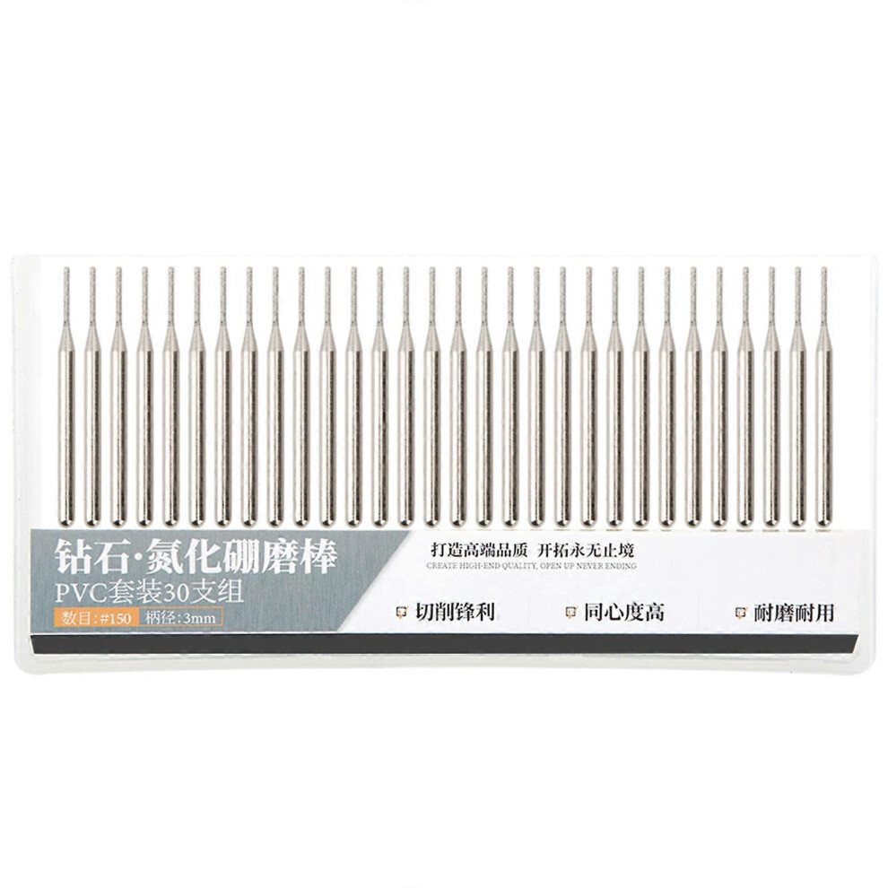 (As Show, One Size) 30Pcs Grinding Needle Set Emery Cylindrical Flat Head Electric Grinder Accessories 1Mm 6909775976043