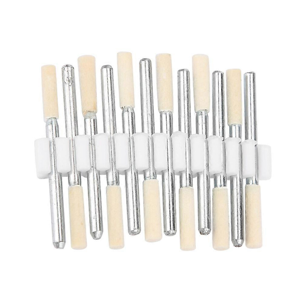 (As Show, One Size) 12Pcs Cylindrical Wool Grinding Polishing Head Buffing Wheel 3Mm Shank For Rotary Tool (3Mm) 6909775985373