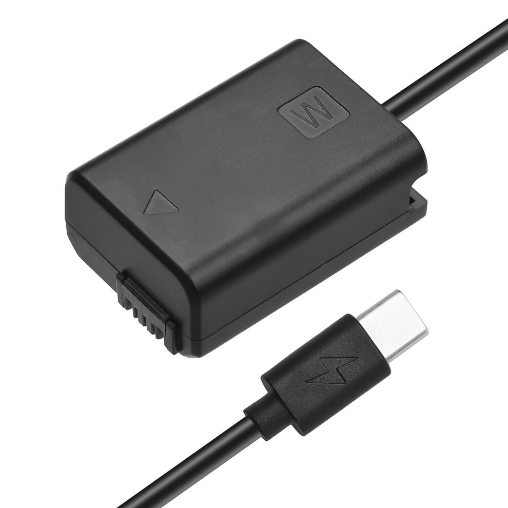 (As Show, One Size) Andoer Np-Fw50 Dummy Battery Usb-C Coupler Adapter With Usb Type-C Spring Power Cable Replacement Fo 6909775536728