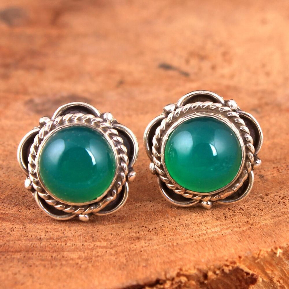 (green) 925 Sterling Silver Handmade Jewelry, Moonstone Silver Earring, Women Jewelry, Gifts For Her, Handmade Jewelry, Stud Earring