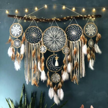(coffee) 5 Set Large Dream Catchers for Bedroom Adult Boho Dream Catcher Wall Decor Hanging Ornament Teen Dorm Room Decor Festival Gift