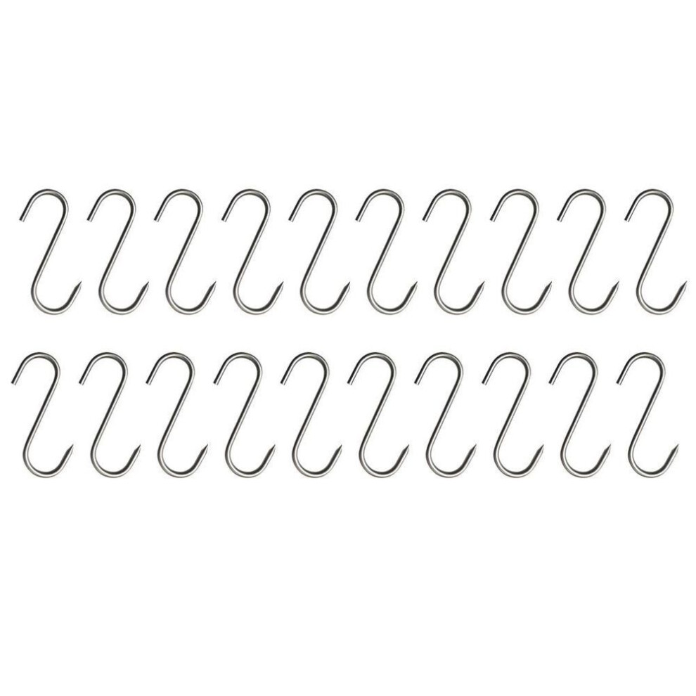 S Hooks with for Sharp Tip Stainless Steel Utensil Kitchen Meat Pan Clothes 20 Pcs Kitchen Baking Tools For Hot Cold Smo