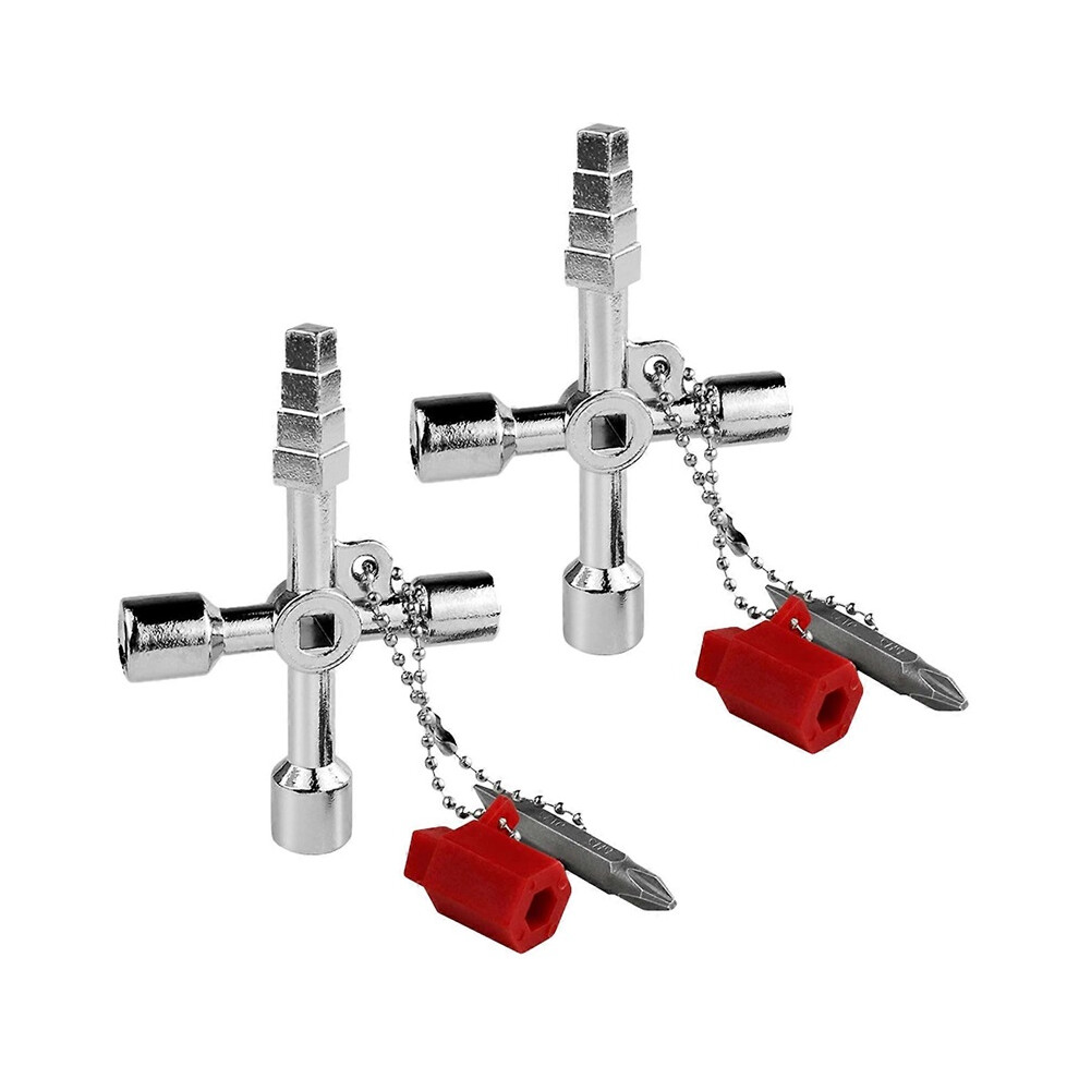 (2Pcs) 4-In-1 Utility Cross Key Multifunctional Wrench Tool Triangle/Square Keys For Train Electrical Elevator Cabinet Valve 6422726231010
