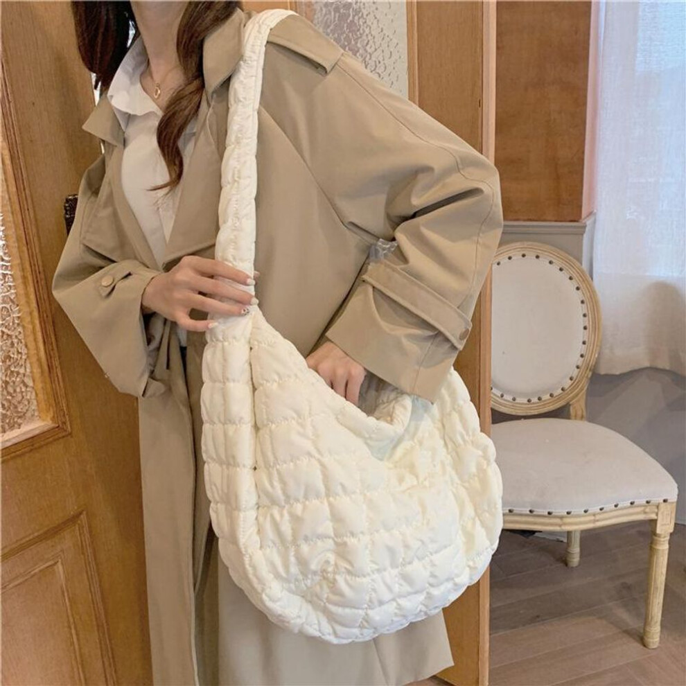 (white) 2024 Korean Cloud Pleated Shoulder Bag - Versatile Casual Dumpling Tote for Women